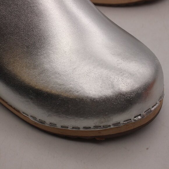 Lotta's From Stockholm Women's Size EU 42 Swedish Silver Clogs Wood - Picture 11 of 12